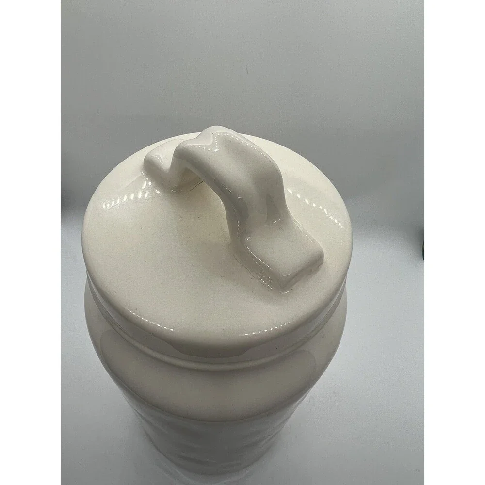 elf RAE DUNN ELf FEET CHRISTMAS CHEER TALL CERAMIC CANISTER cream red  elves